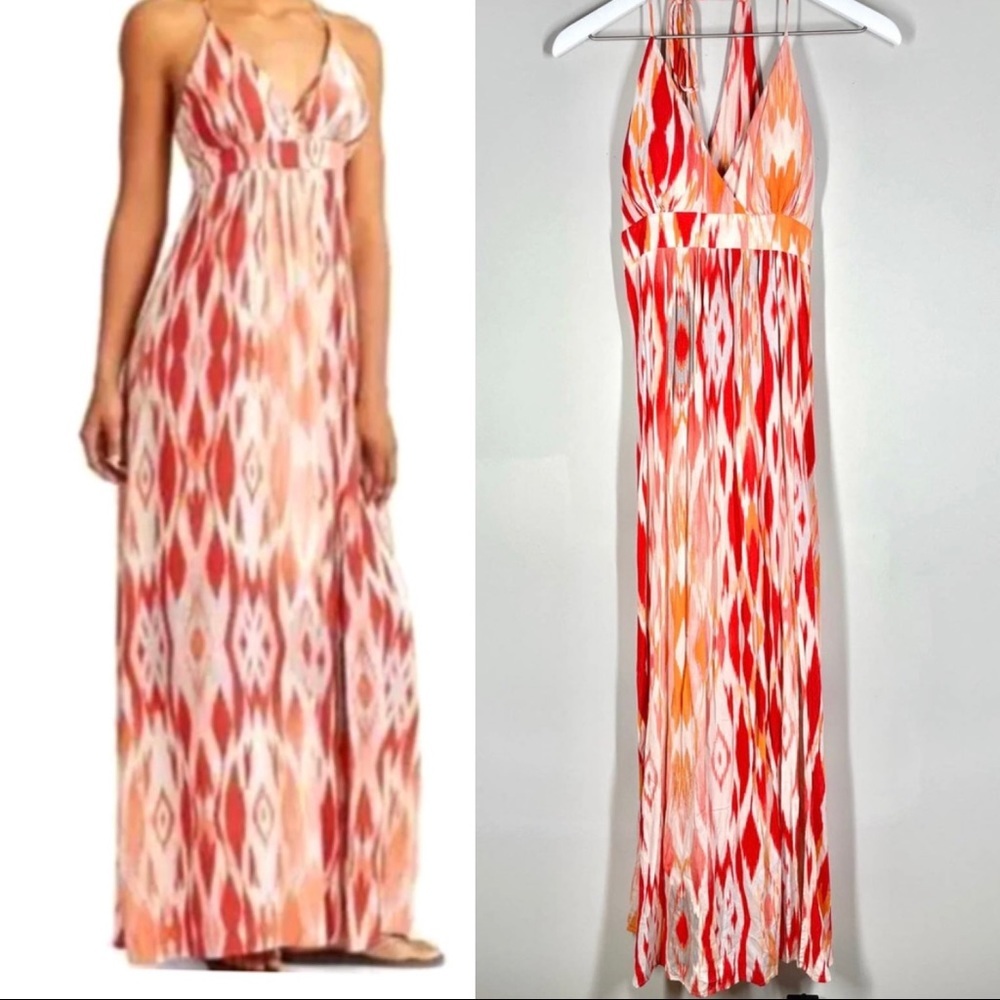 ATHLETA Ikat Sunset Maxi Dress Warm Tones XS